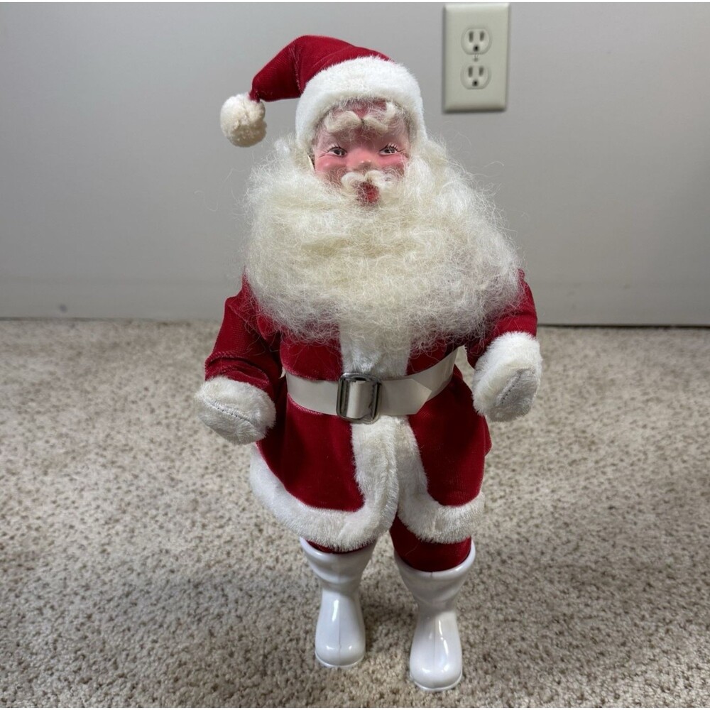 Vtg Harold Gale 1950s Santa Claus 15" Red Velvet White Boots Christmas Decor